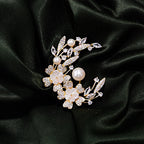 Elegant Laurel Goddess Brooch with Natural Pearls and Shell Flowers