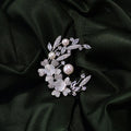 Elegant Laurel Goddess Brooch with Natural Pearls and Shell Flowers