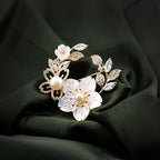 Elegant Laurel Goddess Brooch with Natural Pearls and Shell Flowers