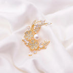 Elegant Laurel Goddess Brooch with Natural Pearls and Shell Flowers