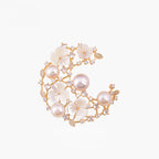 Elegant Laurel Goddess Brooch with Natural Pearls and Shell Flowers
