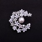 Elegant Laurel Goddess Brooch with Natural Pearls and Shell Flowers