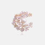 Elegant Laurel Goddess Brooch with Natural Pearls and Shell Flowers