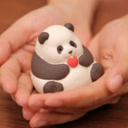 Handmade Purple Clay Cute Panda Figurine