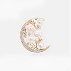 Elegant Laurel Goddess Brooch with Natural Pearls and Shell Flowers