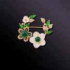 Elegant Laurel Goddess Brooch with Natural Pearls and Shell Flowers