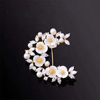 Elegant Laurel Goddess Brooch with Natural Pearls and Shell Flowers