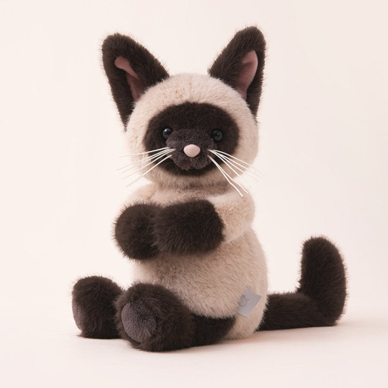 Soft Brown Siamese Cat Plush Toy