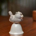 Handmade Miniature Purple Clay Cat Figurine
