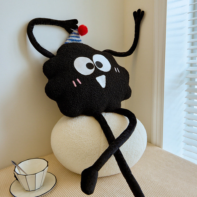 Cute Black Coal Ball Odd-Shaped Plush Throw Pillow