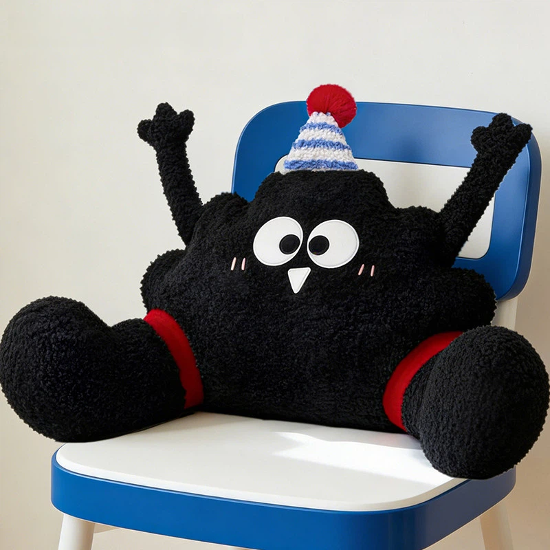 Cute Cartoon Black Coal Ball Shaped Lumbar Pillow