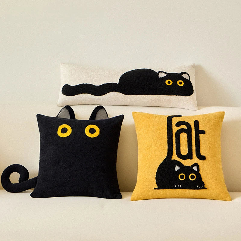 Cute Creative Black Cat Plush Throw Pillow