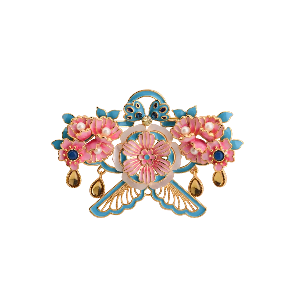 Pink Paper Kite Brooch with Peony Design