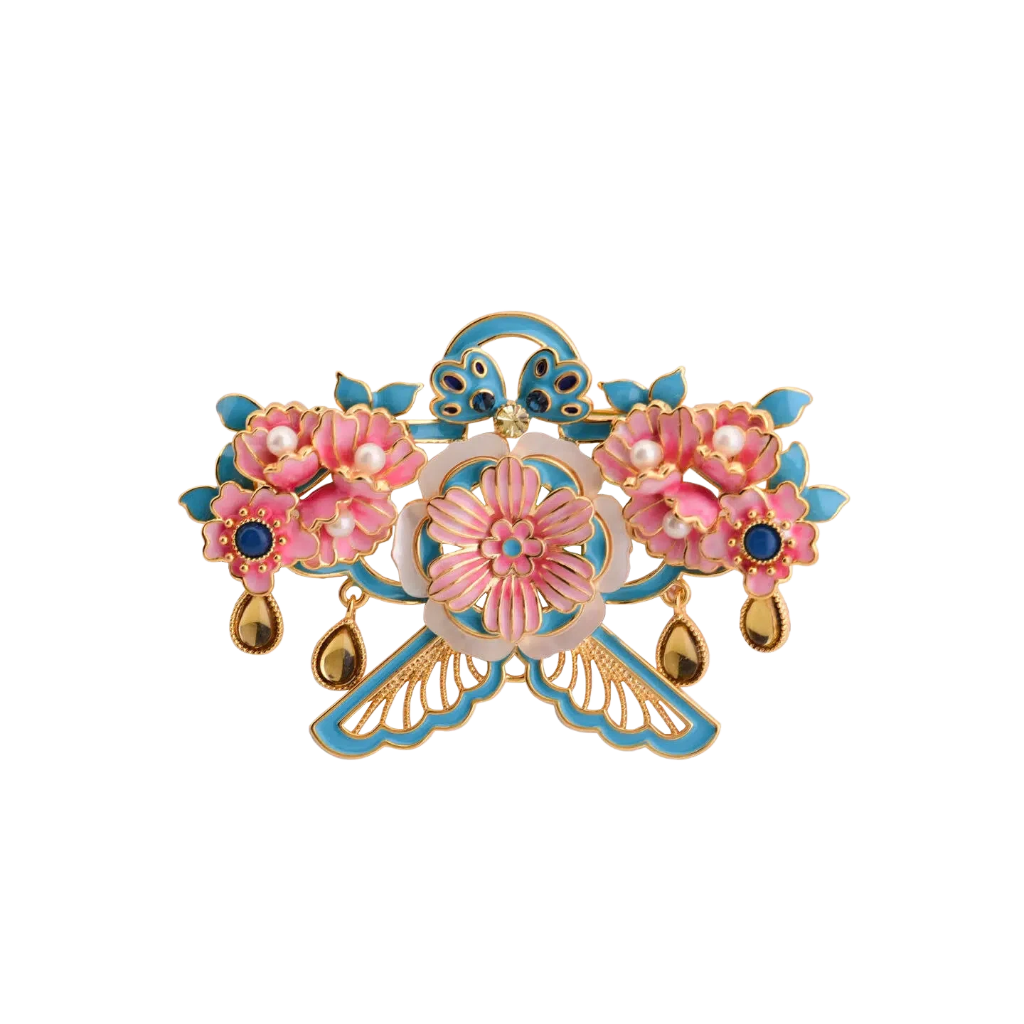 Pink Paper Kite Brooch with Peony Design