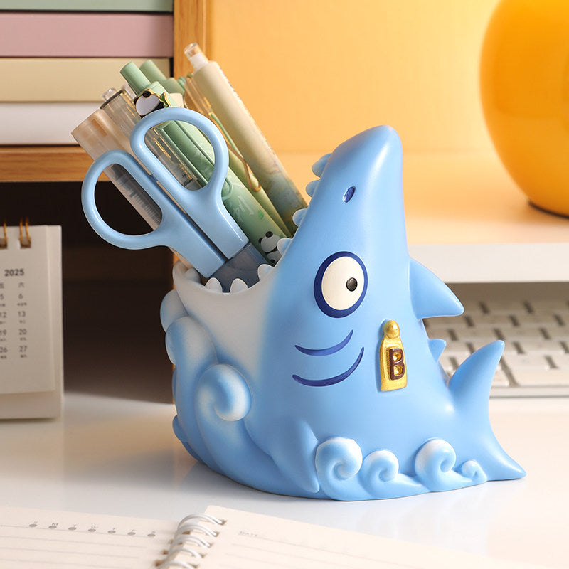 Funny Shark Pen Holder Desk Organizer, Cute Shark Pencil Holder