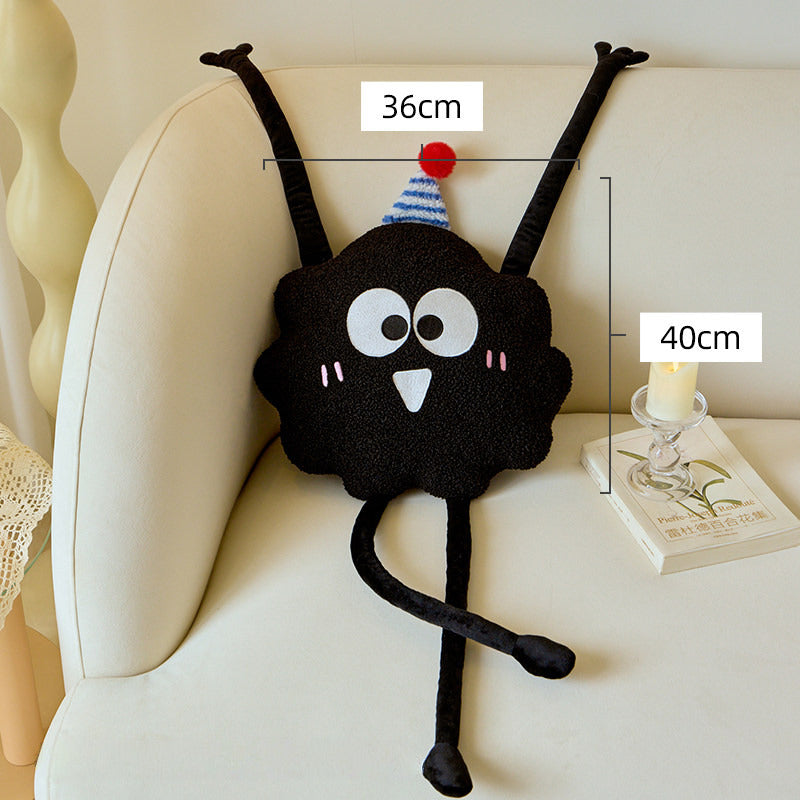 Cute Black Coal Ball Odd-Shaped Plush Throw Pillow