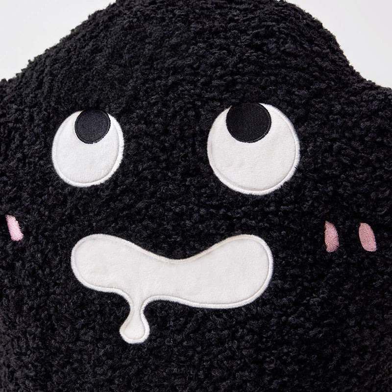 Cute Cartoon Coal Shaped Teddy Fleece Throw Pillow