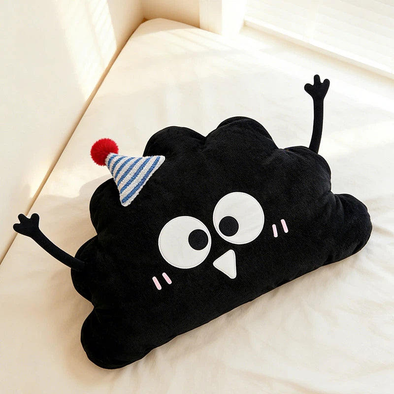 Cute Cartoon Black No-Worry Coal Shaped Plush Throw Pillow