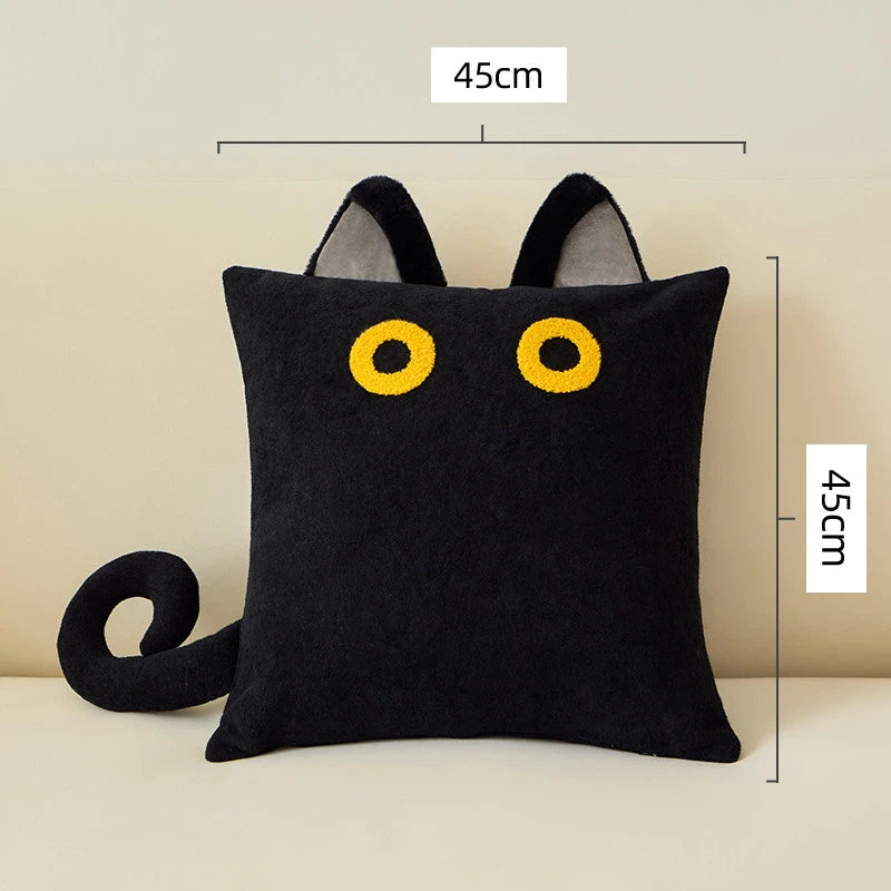 Cute Creative Black Cat Plush Throw Pillow