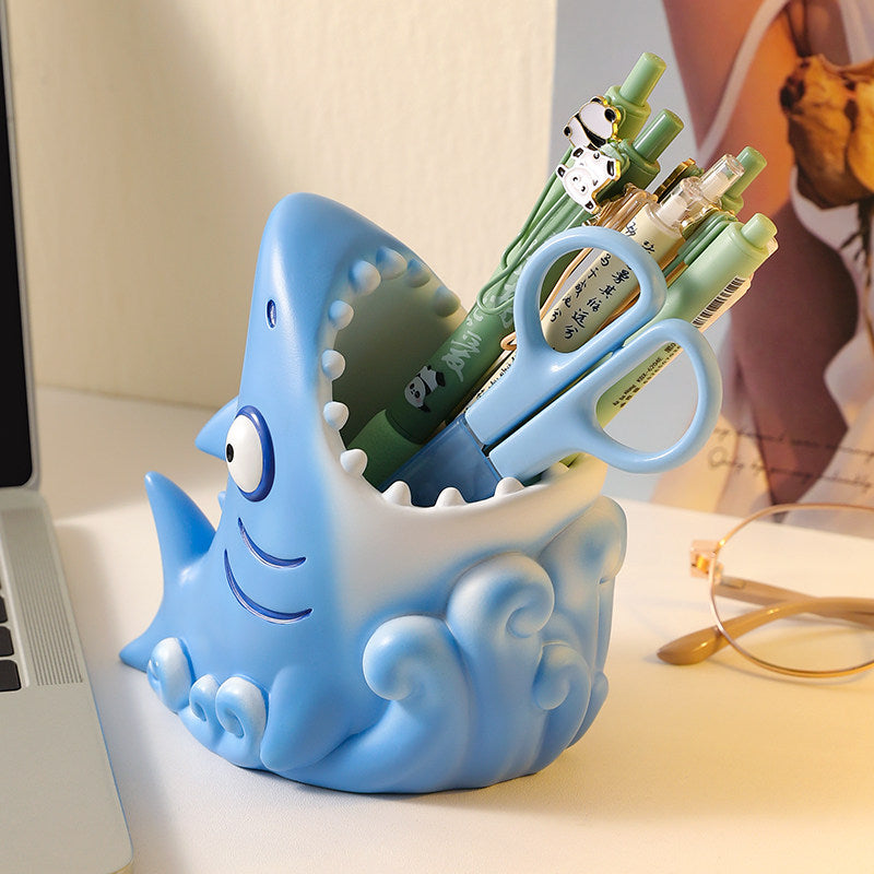 Funny Shark Pen Holder Desk Organizer, Cute Shark Pencil Holder