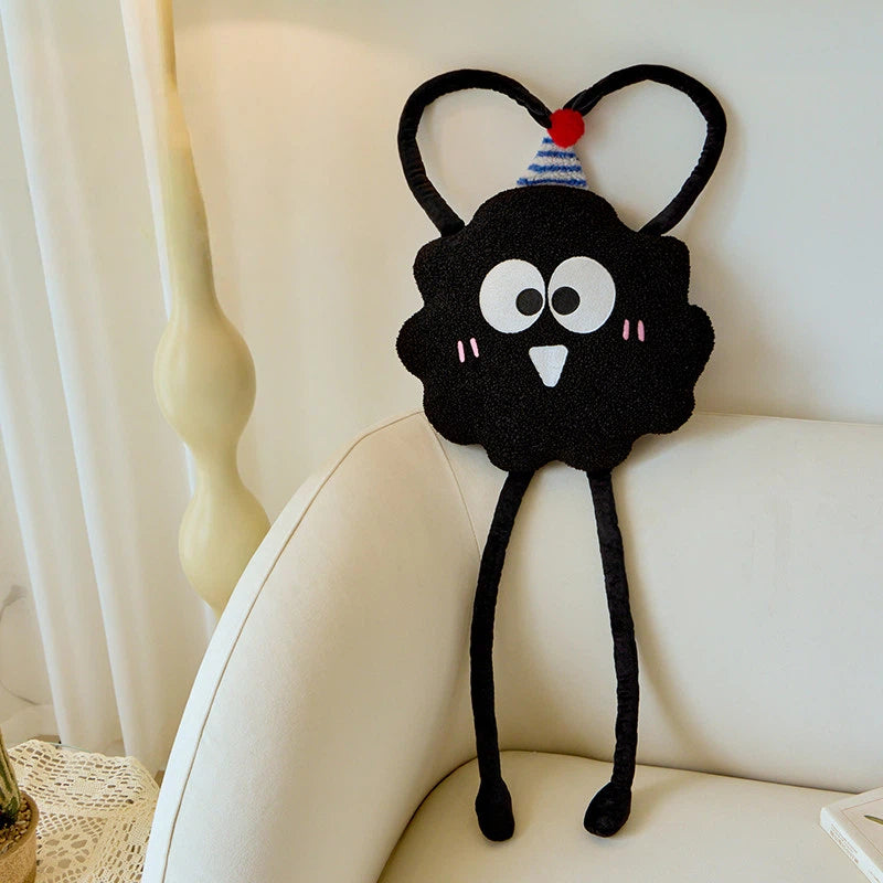 Cute Black Coal Ball Odd-Shaped Plush Throw Pillow