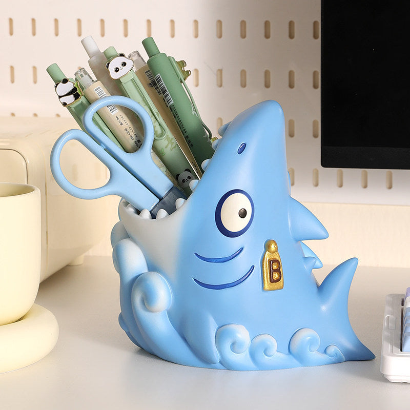 Funny Shark Pen Holder Desk Organizer, Cute Shark Pencil Holder