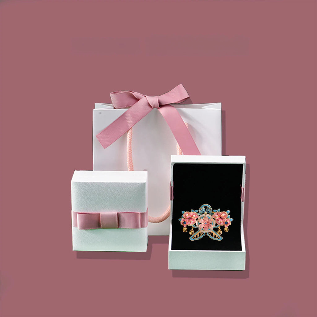 Pink Paper Kite Brooch with Peony Design