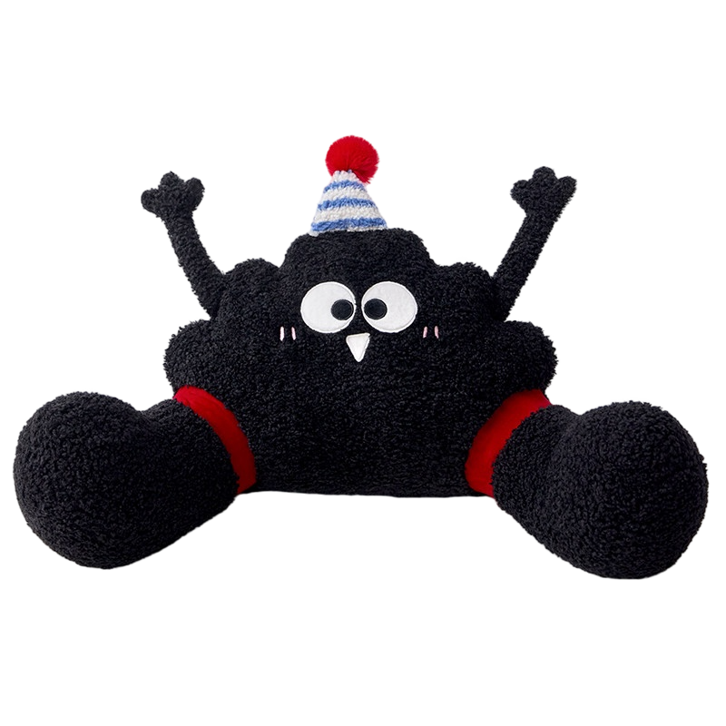 Cute Cartoon Black Coal Ball Shaped Lumbar Pillow
