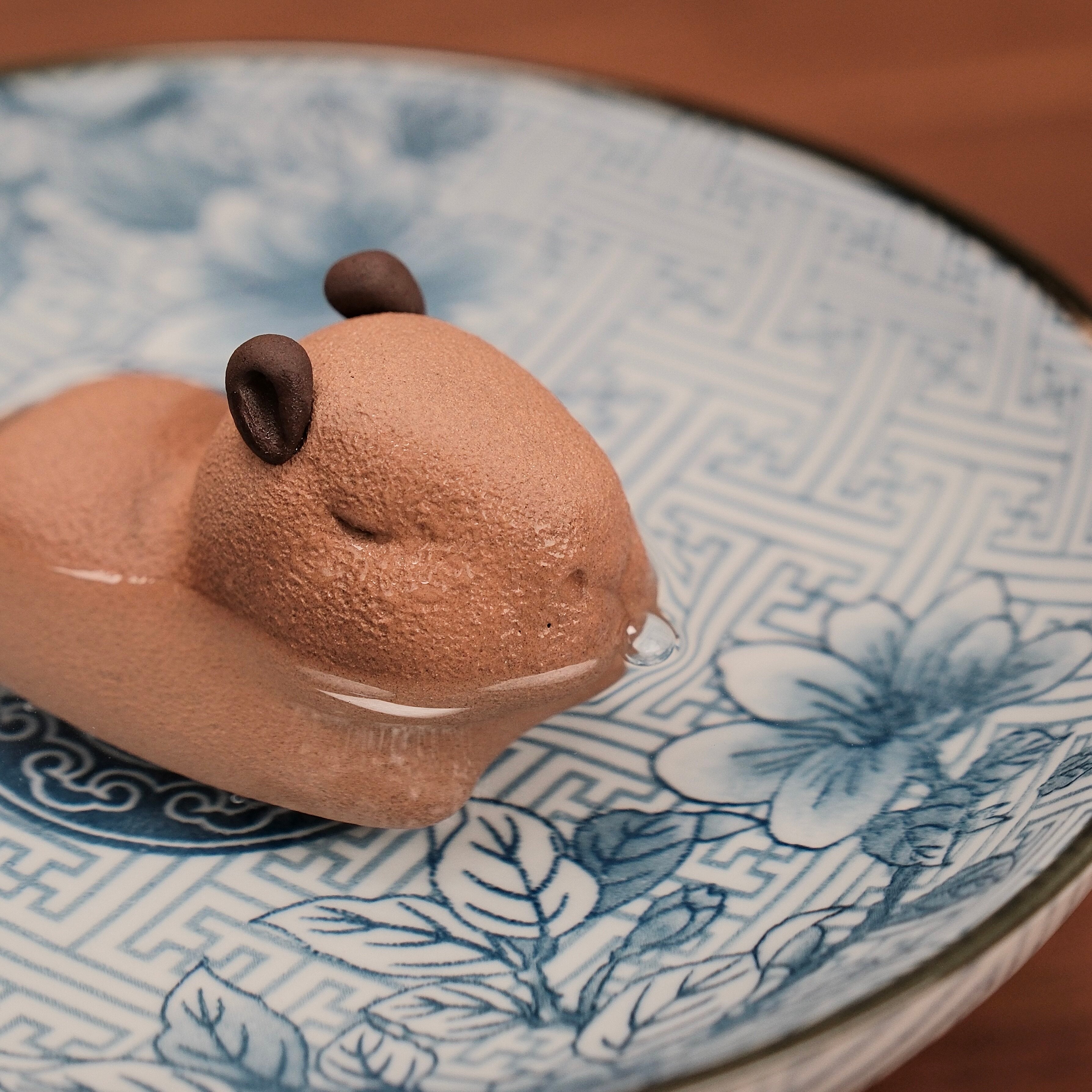 Handmade Purple Clay Capybara Ornament