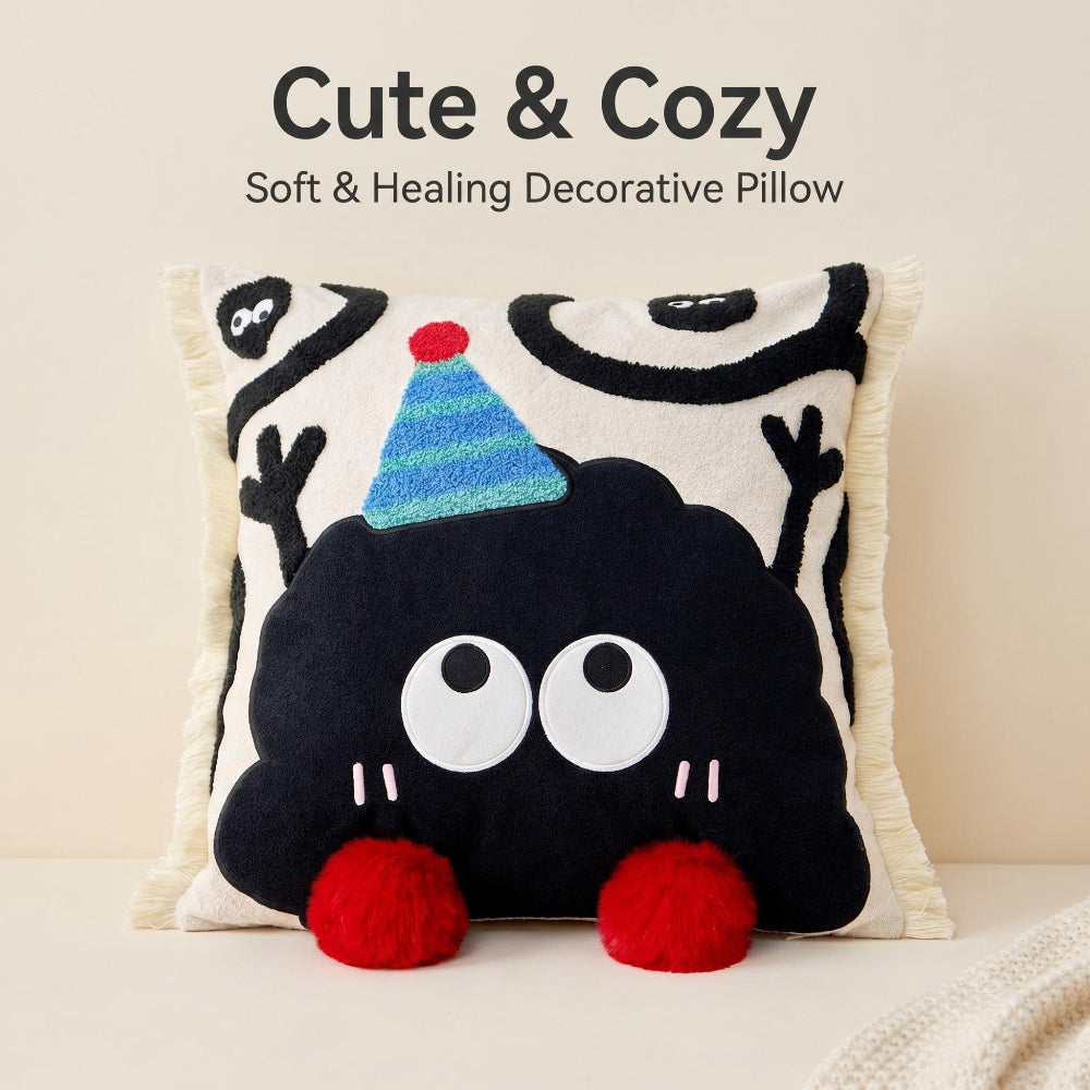 Cute Cartoon Coal Ball Plush Throw Pillow & Long Lumbar Pillow