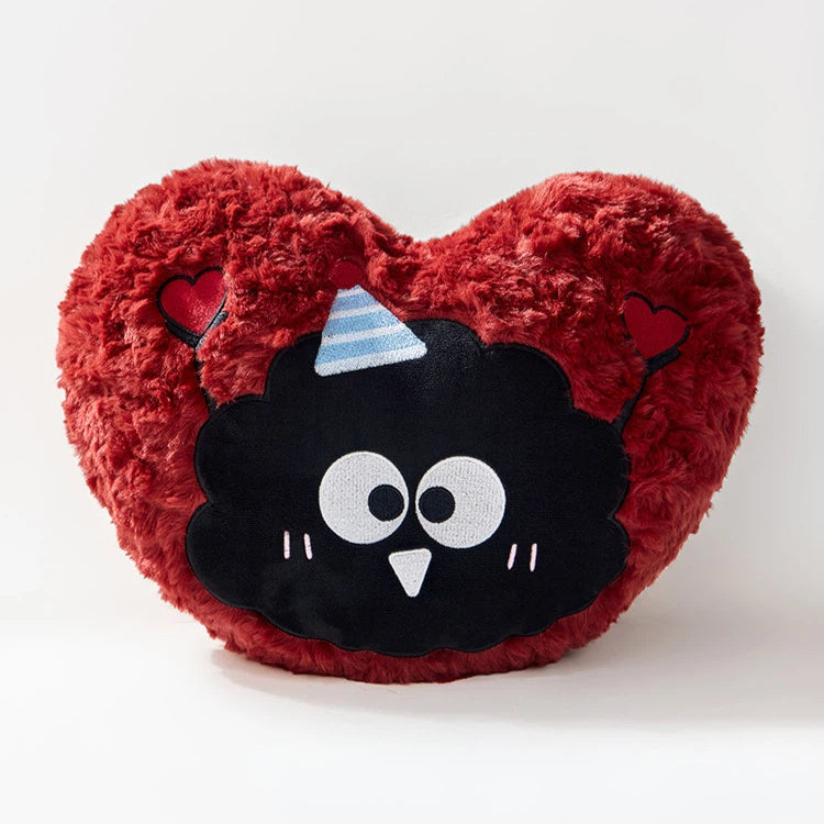 Heart-Shaped Coal Ball Pattern Plush Throw Pillow