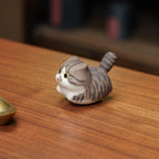 Handmade Miniature Purple Clay Cat Figurine