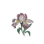 Luxury Purple Iris Flower Brooch with Austrian Crystal & Zircon
