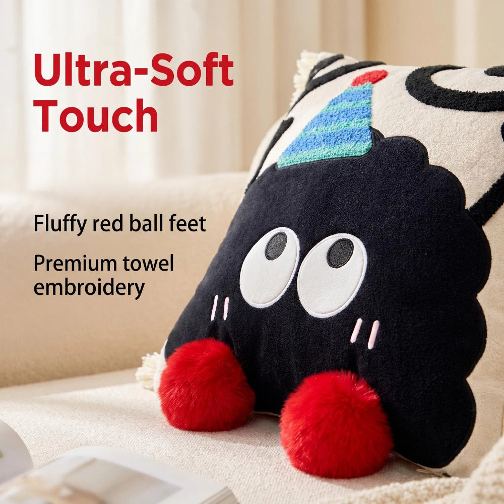 Cute Cartoon Coal Ball Plush Throw Pillow & Long Lumbar Pillow