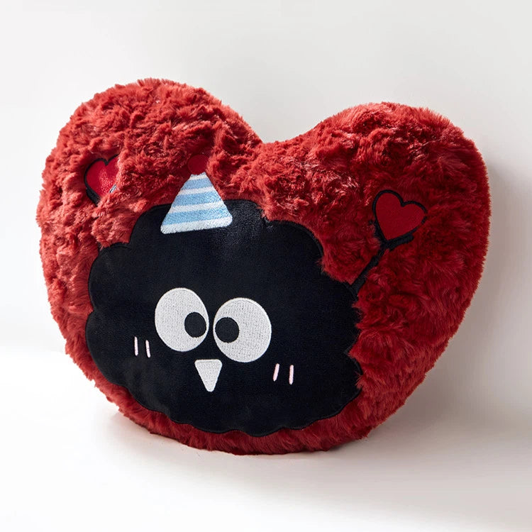 Heart-Shaped Coal Ball Pattern Plush Throw Pillow