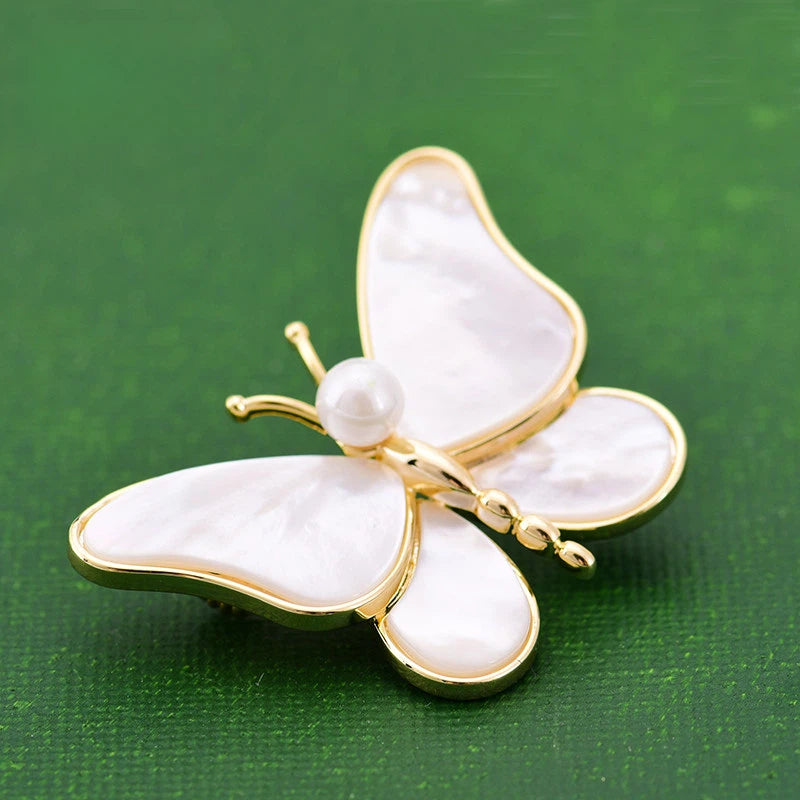 Exquisite 'Cocoon to Butterfly' Brooch with Natural Sea Shell, Luxury Butterfly Pin