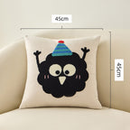 Cute Cartoon Cat Embroidered Throw Pillow