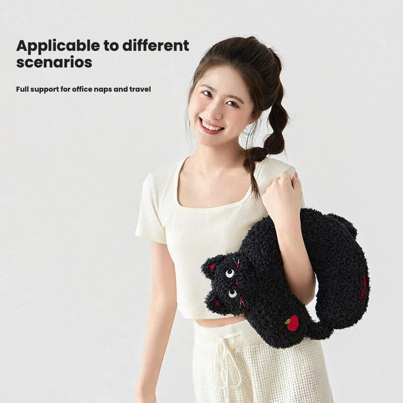 Creative Cute Black Cat U-Shaped Neck Pillow