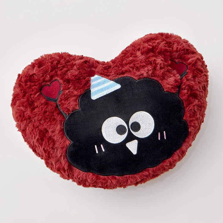 Heart-Shaped Coal Ball Pattern Plush Throw Pillow