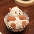 Handmade Purple Clay Cute Panda Figurine