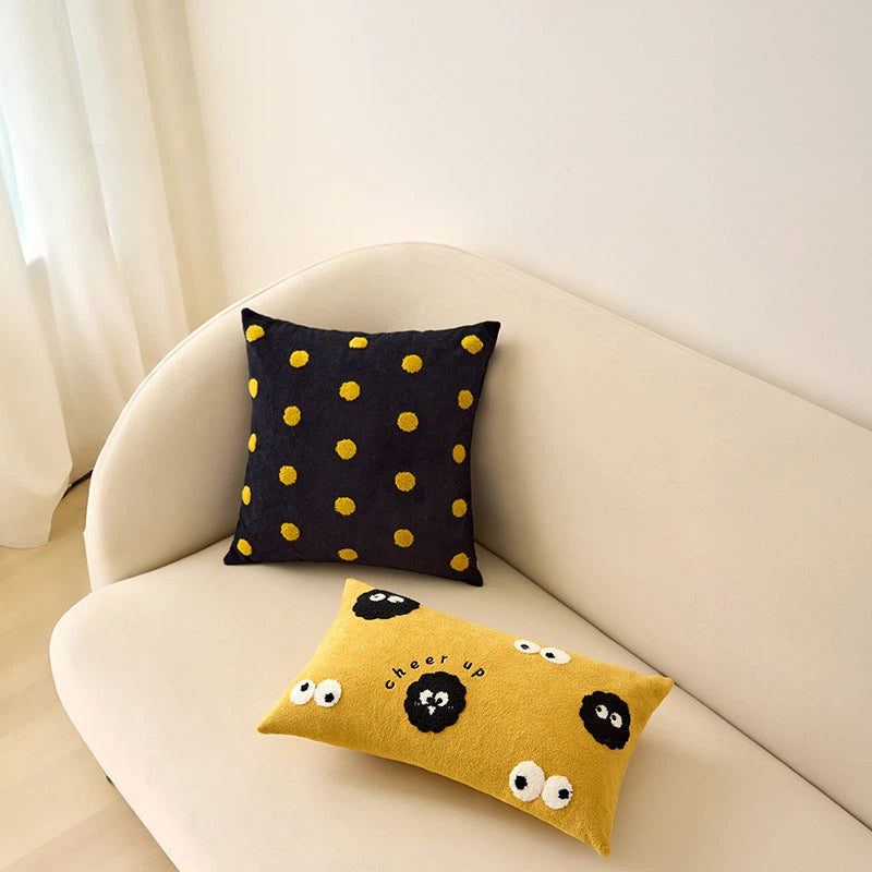Cute Cartoon Cat Embroidered Throw Pillow