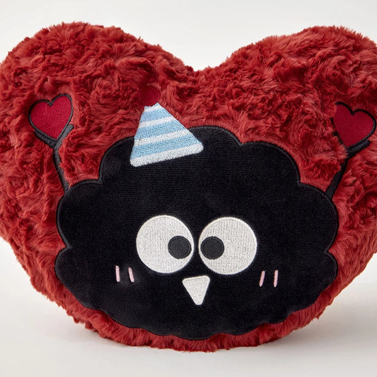 Heart-Shaped Coal Ball Pattern Plush Throw Pillow