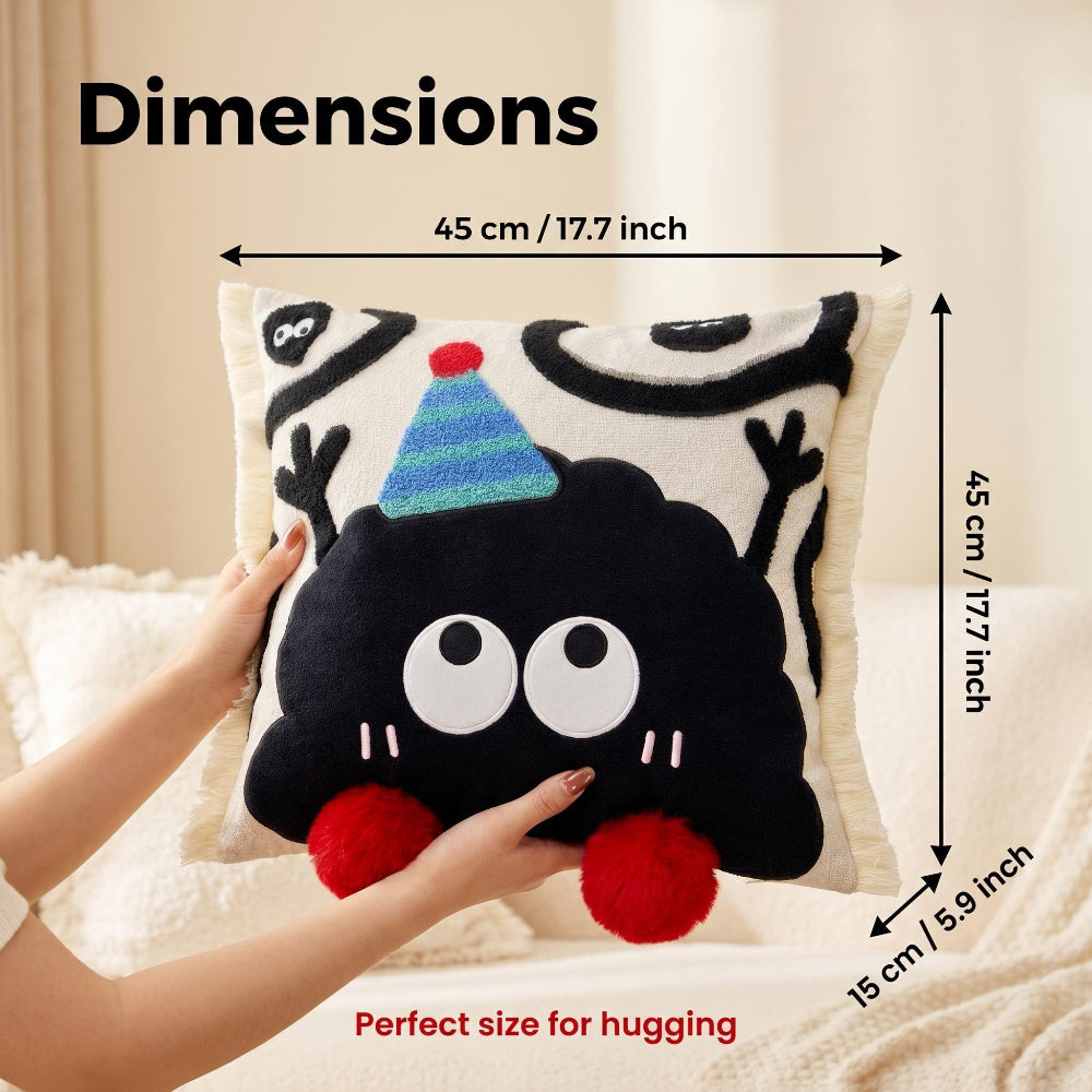 Cute Cartoon Coal Ball Plush Throw Pillow & Long Lumbar Pillow