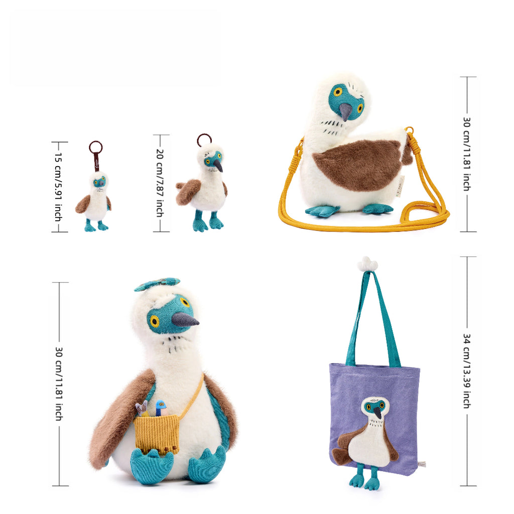 Blue-footed Booby Mini Plush Keychain, OEKO-TEX Certified Bag Charm