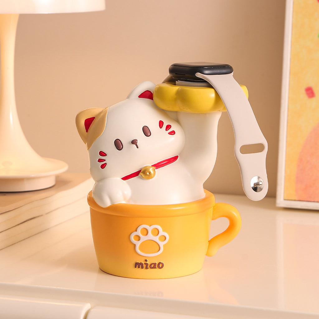 Calico Cat Watch Charger Stand, Cute Resin Desk Decor