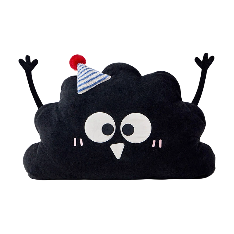 Cute Cartoon Black No-Worry Coal Shaped Plush Throw Pillow