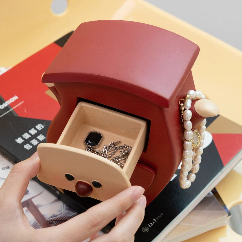 Cute Cartoon Twisted Jewelry Cabinet, Desktop Resin Storage Box for Jewelry