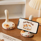 Cute Calico Cat Phone Stand, Kawaii Desk Accessory & Decor for Cat Lovers