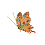 Dunhuang-Style Butterfly Brooch with Natural Agate & Turquoise