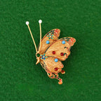 Dunhuang-Style Butterfly Brooch with Natural Agate & Turquoise